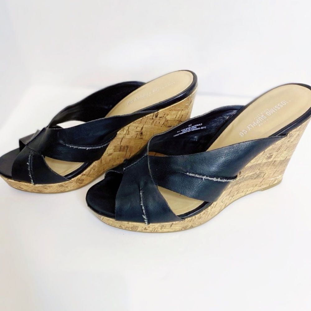 Mossimo Supply Co. Black Cork Wedge Mule Sandals